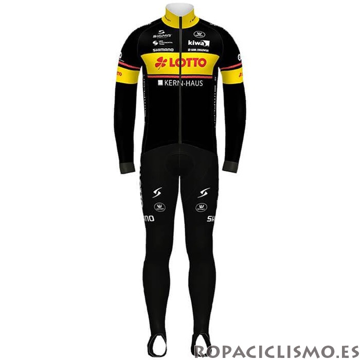 2020 Maillot Lotto-kern Haus Tirantes Mangas Largas Negro Amarillo